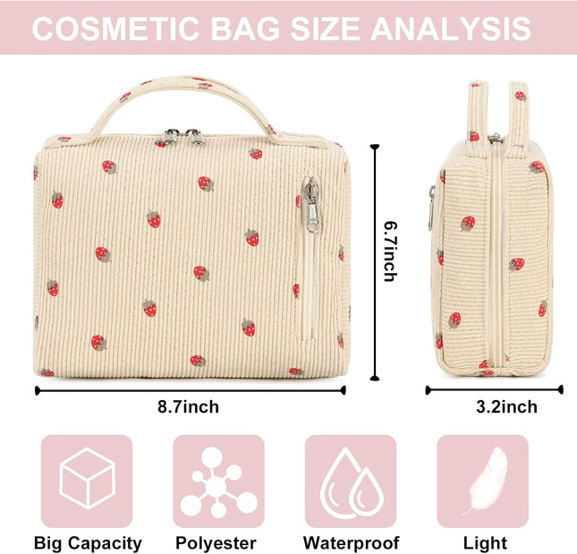 Bluboon Makeup Bag Zipper Pouch Travel Toiletry Bag Portable Cosmetic Bag Organi