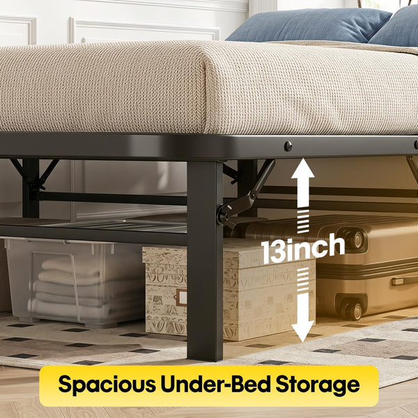 BestMassage | Twin Bed Frame | Metal | Heavy Duty Steel Slats with 6 Legs | Foldable | Sturdy, No Box Spring Needed | Easy to Assemble with