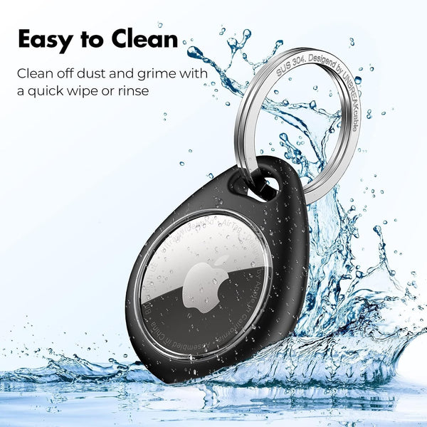UNBREAKcable for Apple AirTag Holder 4 Pack Waterproof Case with Keychain Black&Blue&Orange&Green