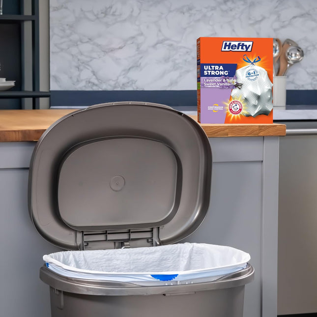 Hefty Ultra Strong Tall Kitchen Trash Bags, Lavender & Sweet Vanilla Scent, 13 G