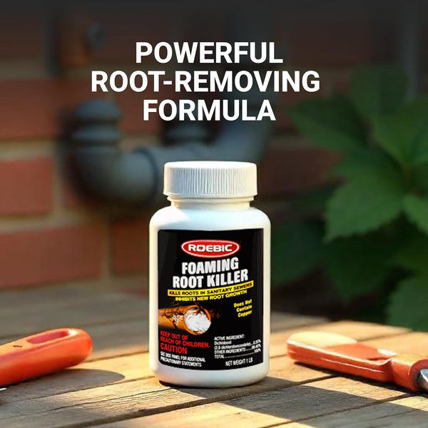 Roebic FRK Foaming Tree Root Killer, Chemical Septic System, Drain Field and Sewer Line Pipe Clog Remover and Root Destroyer, Safe for Bathroom