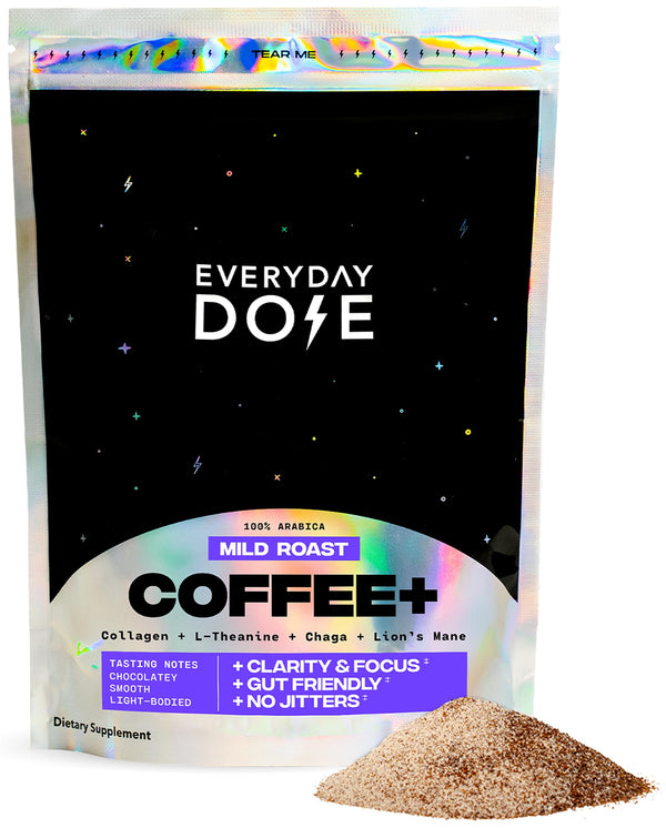 Everyday Dose Premium Adaptogenic Mushroom Coffee with Grass-Fed Collagen, Chaga, Lions Mane & L-Theanine for Better Focus, Energy, Digestion,