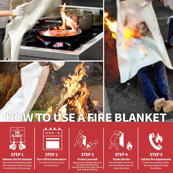 Fire Blanket for Home and Kitchen,40" x 40",2 Pack,Emergency Fire Blanket 40 in x 40 in 2-pack