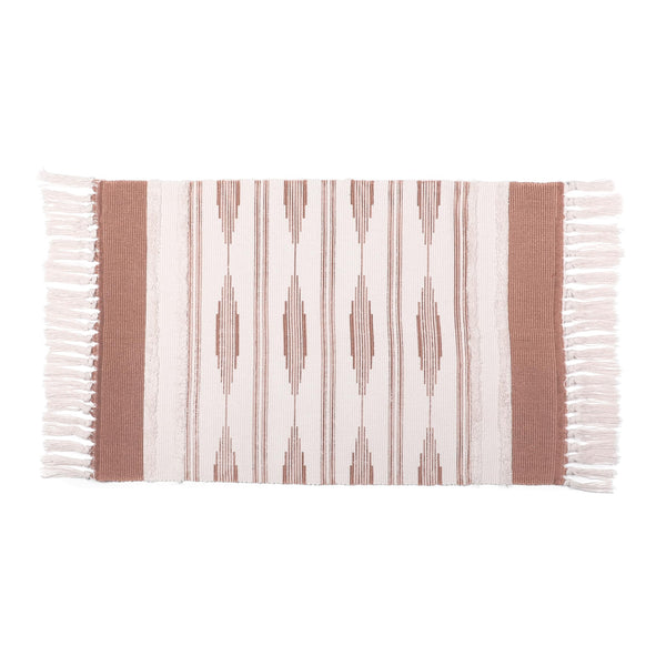 Okuna Outpost Bathroom Rugs - Bohemian Bath Rug with Tassels & Low Pile - Washable Cotton Bath Mat & Shower Rug - Bohemian Decor - 23.6 x 35