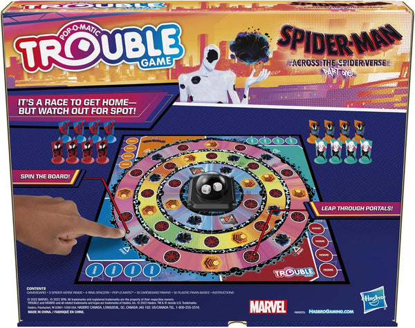 Hasbro Gaming Trouble: the Spider-Verse Edition for Marvel Fans, Ages 8+, Game for 2-4 Players, with Rotating Board
