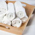 GOLD TEXTILES 24 Pack Economy White Washcloths Set (12x12 inches) - Cotton Blend Commercial Grade Cleaning Rags, Quick Drying & Soft Face Cloths,