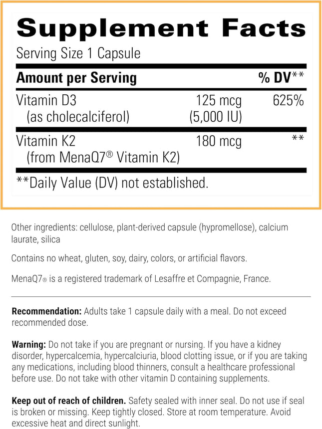 Integrative Therapeutics K2 + D3, Cardiovascular Support*, Bone Support*, Vitami