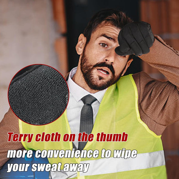 HANDLANDY Mens Work Gloves Touch screen, Utility Mechanic Gloves, Flexible Breathable Fit- Padded Knuckles & Palm X-Large Black