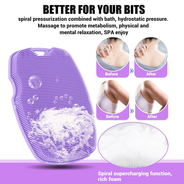 Canroom Zinc Infused Silicone Body Scrubber, Quick-Dry Bath Brush Purple