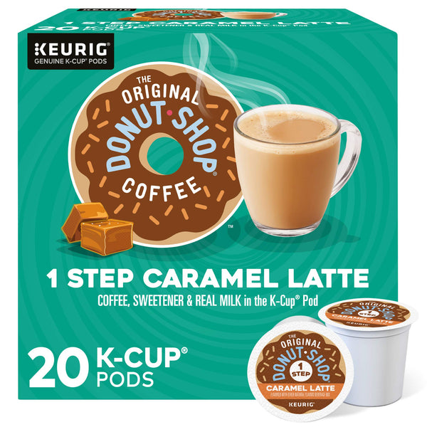 The Original Donut Shop Caramel One-Step Latte, Keurig Single Serve K-Cup Pods, 20 Count Caramel Latte 20 Count (Pack of 1)