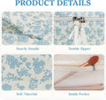 Prite Quilted Makeup Bag Travel Toiletry Organizer for Women (Blue Flower)