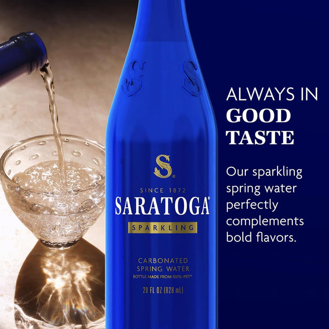Saratoga Sparkling Water Bottles, 12-Pack - Carbonated Spring Bottled Water with