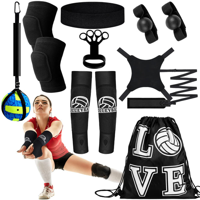 Wettarn 8 Set Volleyball Training Equipment Aid Solo Volleyball Trainer Kit, Inc
