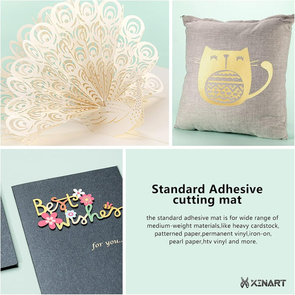Cutting Mats for Cricut Maker 3,Explore 3,Maker,air 2,12x12 inch Standard+Light+Strong Grip 3 Mats Xinart 12x12" Variety Adhesive Replacement Cut