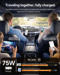 Retractable Car Charger for iPhone 18 Pro,75W Car Charger USB C Fast Charge Gray-Cord for Apple+Type C