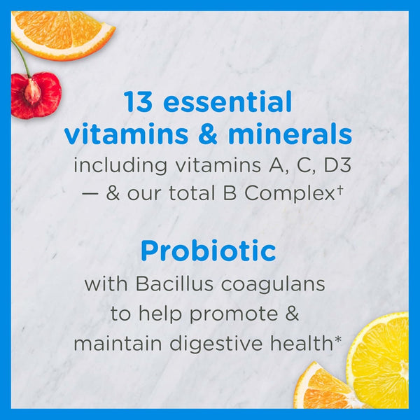 Zarbee'S Kid'S Complete Daily Multivitamin + Probiotic Gummies with Vitamins a B C D E & Zinc for Digestive Health Easy to Chew, Natural Fruit 70