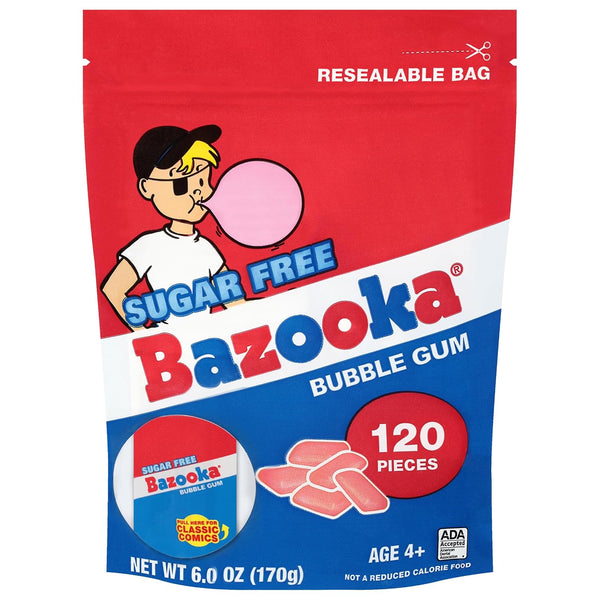 Bazooka Bubble Gum, Sugar-Free Chewing Gum Pellets, 120ct Pink Flavor 120 Count (Pack of 1)