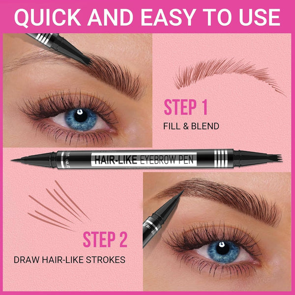 iMethod Eyebrow Pen - Eyebrow Pencil Magical 2-in-1 Eye Brow Pencils for Women with 4-Fork-Tip & Precise Brush-Tip for Natural Hair-Like Brows,