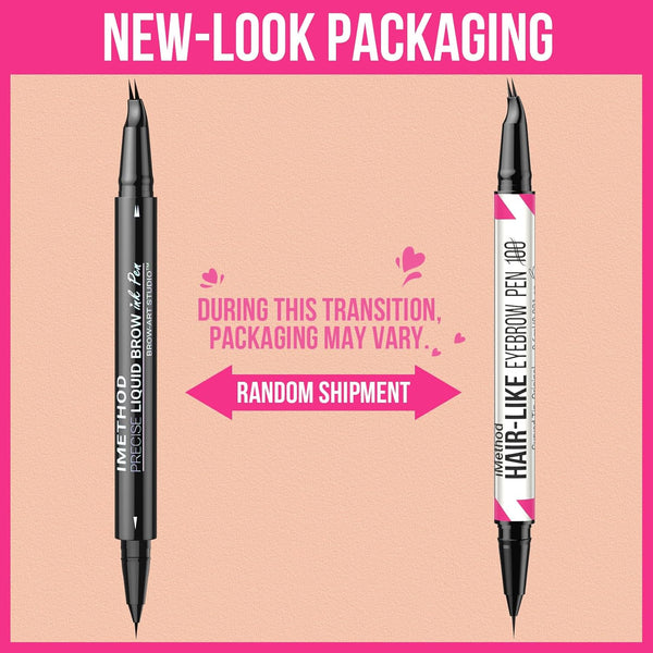 iMethod Curved Eyebrow Pen - 2-in-1 Dual-Ended Eyebrow Pencil with Curved Tip and Precise Brush-Tip, Microblading Pen for Natural Hair-Like Brows,