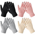 Winter Gloves - Women's Winter Gloves, Warm Touchscreen gloves Women Men, Knit gloves for Cold Weather 4 Pack, Black & Grey & Beige & Pink