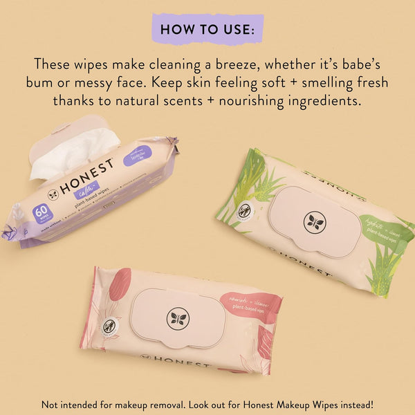 The Honest Company Hydrate + Cleanse Naturally Scented Wipes | Cleansing Multi-Tasking Wipes | 99% Water, Plant Based, Hypoallergenic | Aloe +