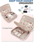 BAGSMART Electronic Organizer Case - Double Layer Cord and Tech Travel Organizer Bag for Charging Cables, Pink