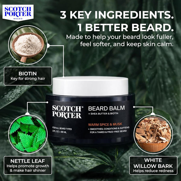 Scotch Porter Conditioning Beard Balm Ã¢ÂÂ Smooth, Shape, Moisturize & Soften Coarse, Dry Facial Hair While Encouraging Growth for a