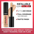 L'Oreal Paris Makeup Infallible Full Wear Waterproof Matte Concealer, Full Coverage, Biscuit, 0.33 fl. oz. 370 BISCUIT 0.33 Fl Oz (Pack of 1)