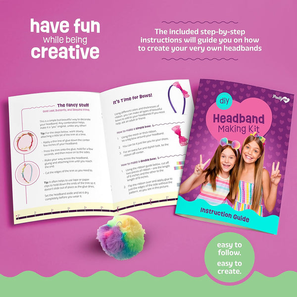 Headband Making Kit for Girls - Arts & Crafts Gift - Make Your Own Fashion Headbands for Kids - DIY Hair Accessories Set - Gift for Ages 5-12 Year