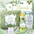 Fortuning's JDS 13PCS Christian Gifts for Women Faith- Inspirational Religious Catholic Gifts Basket, Green Self Care Package Get Well Soon