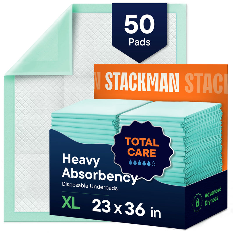 Chucks Pads Disposable [50-Pack] Underpads 23x36 Incontinence Chux Pads Absorbent Fluff Protective Bed Pads, Pee Pads for Babies, Kids, Adults &