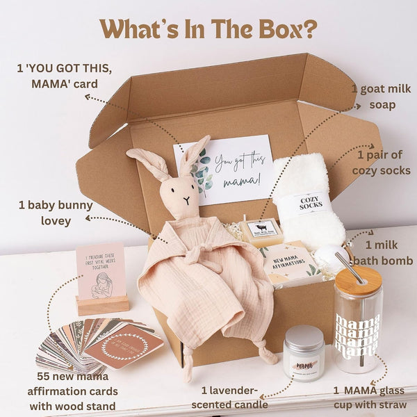 New Mom Care Package after Baby, 7Pcs New Mom Gifts Set after Birth, Postpartum Gifts for Mom, after Birth Postpartum Essentials for Mom Kit,
