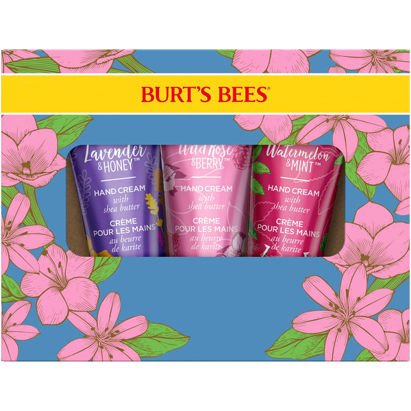 Burt'S Bees Spring Gift, 3 Moisturizing Self Care Gifts, Shea Butter Hand Cream Trio Spring Set - Lavender & Honey, Wild Rose & Berry and