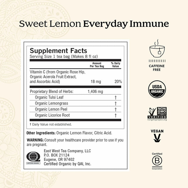 Yogi Herbal Lemon Immune Support Tea Variety Pack - 16 Tea Bags per Pack (3 Pack