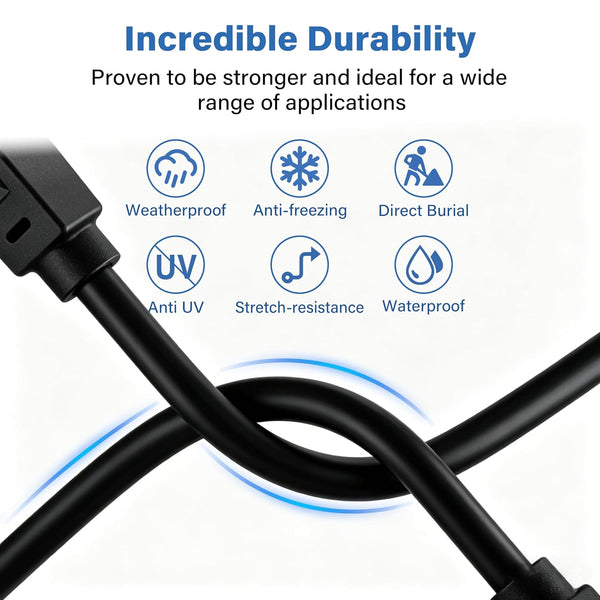 Ethernet Cable 50ft For Cat6/Cat5E, 10Gbps Compatible with Cat8/Cat7, 24AWG Network Cable Indoor&Outdoor, Direct Burial Waterproof&UV Resistant,