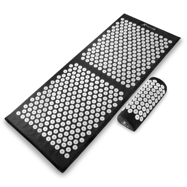 Prosourcefit Acupressure Mat and Pillow Set for Back/Neck Pain Relief and Muscle Relaxation, XL - Blue/White