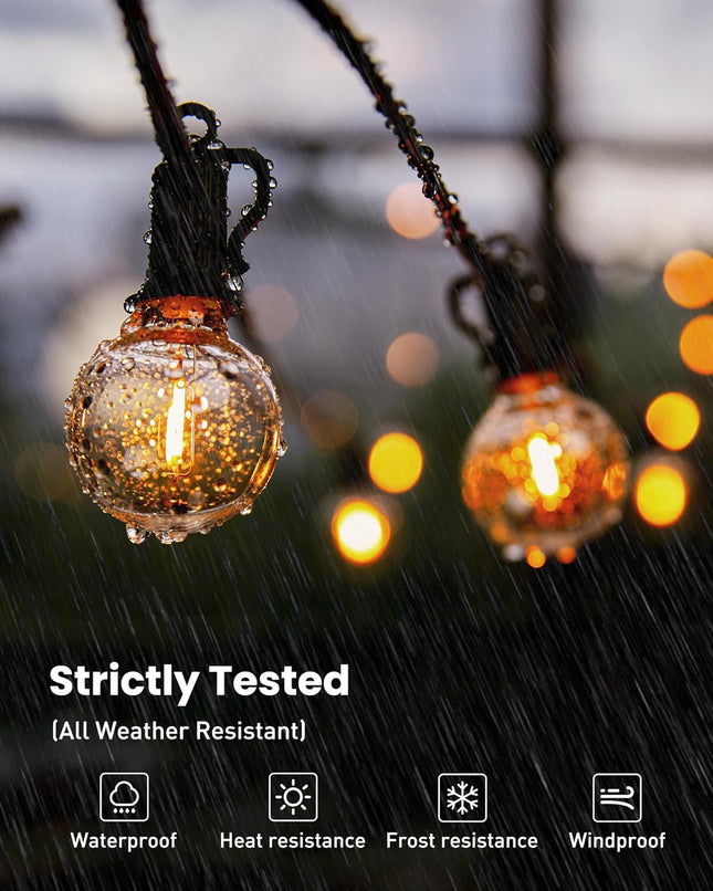 Outdoor String Lights 25 Feet G40 Globe LED Patio Lights with 13 Edison Plastic 