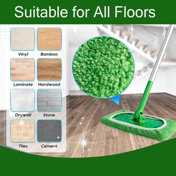 4 Pack Reusable Microfiber Mop Pads for Swiffer Sweeper - Wet & Dry Cleaning Cloths - Mop Head Replacement Washable Refills for Household Floors