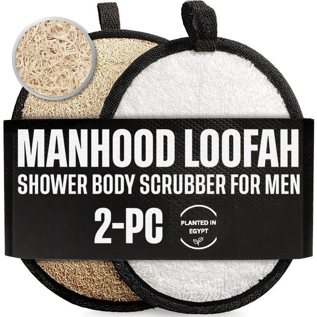 Rugged Natural Shower Loofah for Men - Tough Eco-Friendly Exfoliating Body Scrub