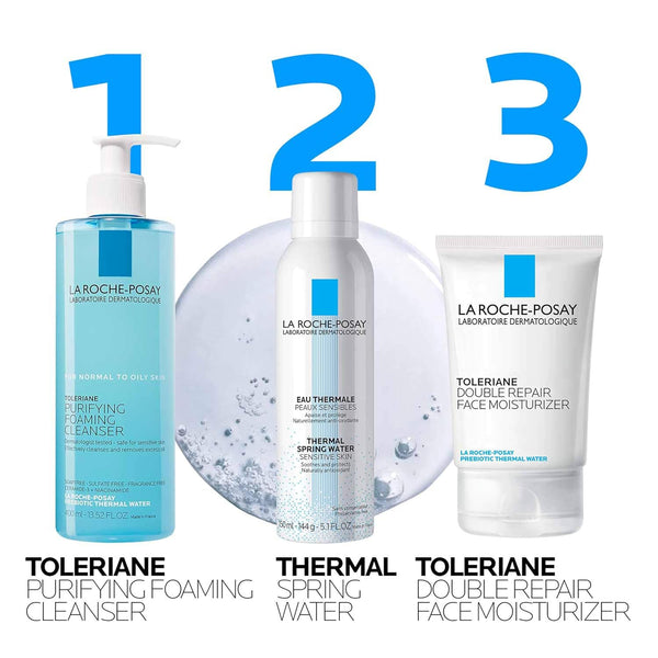 La Roche-Posay Toleriane Purifying Foaming Facial Cleanser, Niacinamide + Ceramides + Prebiotic Thermal Water, Oil Free Face Wash for Oily Skin,