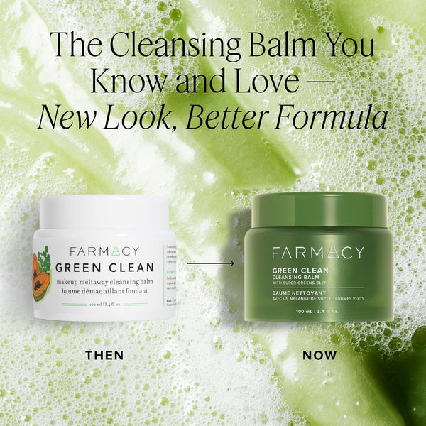 Farmacy Makeup Remover Cleansing Balm - Green Clean Waterproof Makeup Remover Balm + Oil Cleanser for Face - Gently Melts Make Up + SPF - Hydrates