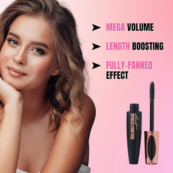 Secret Xpress Control 4D Silk Fiber Lash Mascara, Lengthening and Thick, Volume, Long Lasting, Smudge-Proof, All Day Full, Long, Thick,