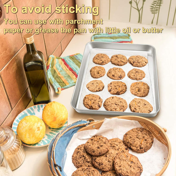 P&P CHEF 16 Inch Baking Cookie Sheet, Oven Pan Tray Stainless Steel Sheet Pan for Kitchen, Oven Bakeware for Multi Uses, Shiny Look & Dishwasher