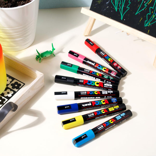 Posca Paint Markers, 5M Medium Acrylic Markers with Reversible Tips, Artist Recommended For Gifts, Fabric, Metal, Glass, Wood and Canvas, Assorted