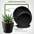 Plant Pots Indoor with Drainage, 5 Pack Multi-Size Planters Set, Black Pack of 5 Black