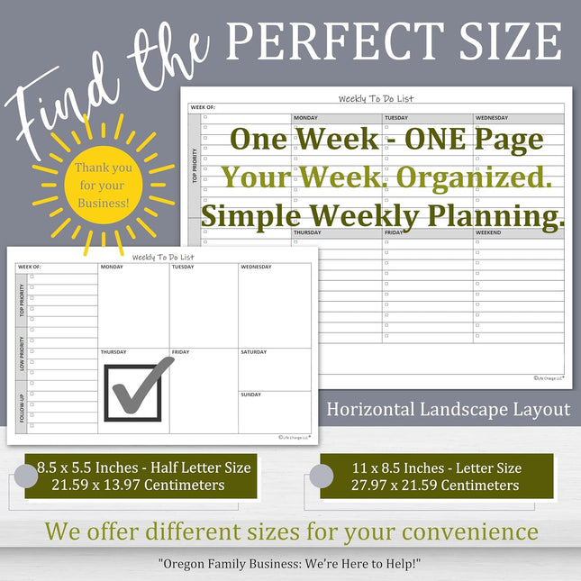 Weekly to Do List Notepad, 60 Page Task Planning Pad W/Daily Checklist, Priority