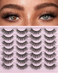 False Eyelashes 14mm Faux 3D Mink Lashes Natural Look Cat Eye Wispy Lashes Pack by Kiromiro, 14 Pairs Cat Eye A01