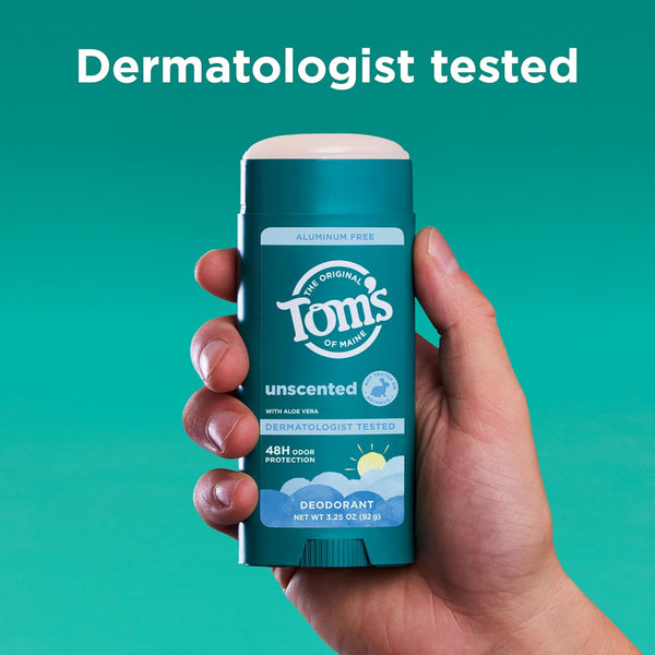 TomÃ¢ÂÂS of Maine Unscented Natural Deodorant for Women and Men, Aluminum Free, 3.25 Oz