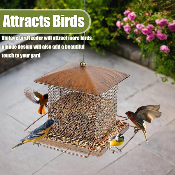 Bird Feeder, Heavy Duty Metal Bird Feeders for Outdoor Hanging, 3.5LB Large Capacity Wild Birdfeeder for Garden Yard outside Backyard