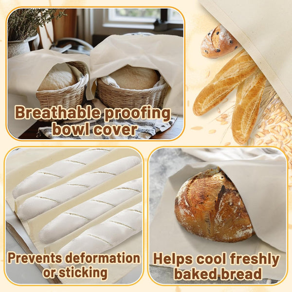 3Pcs 28"x28" Large Tea Towels for Sourdough Bread Baking - 100% Cotton Unbleached Reusable Flour Sack Towels, Proofing Cloth Supplies for